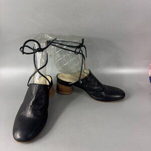 Gidigio Elena Black Leather Mules, Size 39